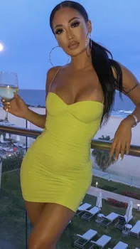 

High Quality Sexy Women Dress V-Neck Mini Rayon Bandage Dress Homecoming Party Fashion Dress