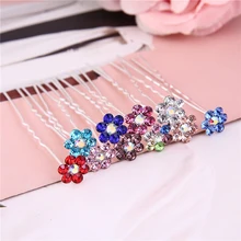 6 шт. женские свадебные хрустальные стразы розовые цветы украшения для волос Заколки головные уборы