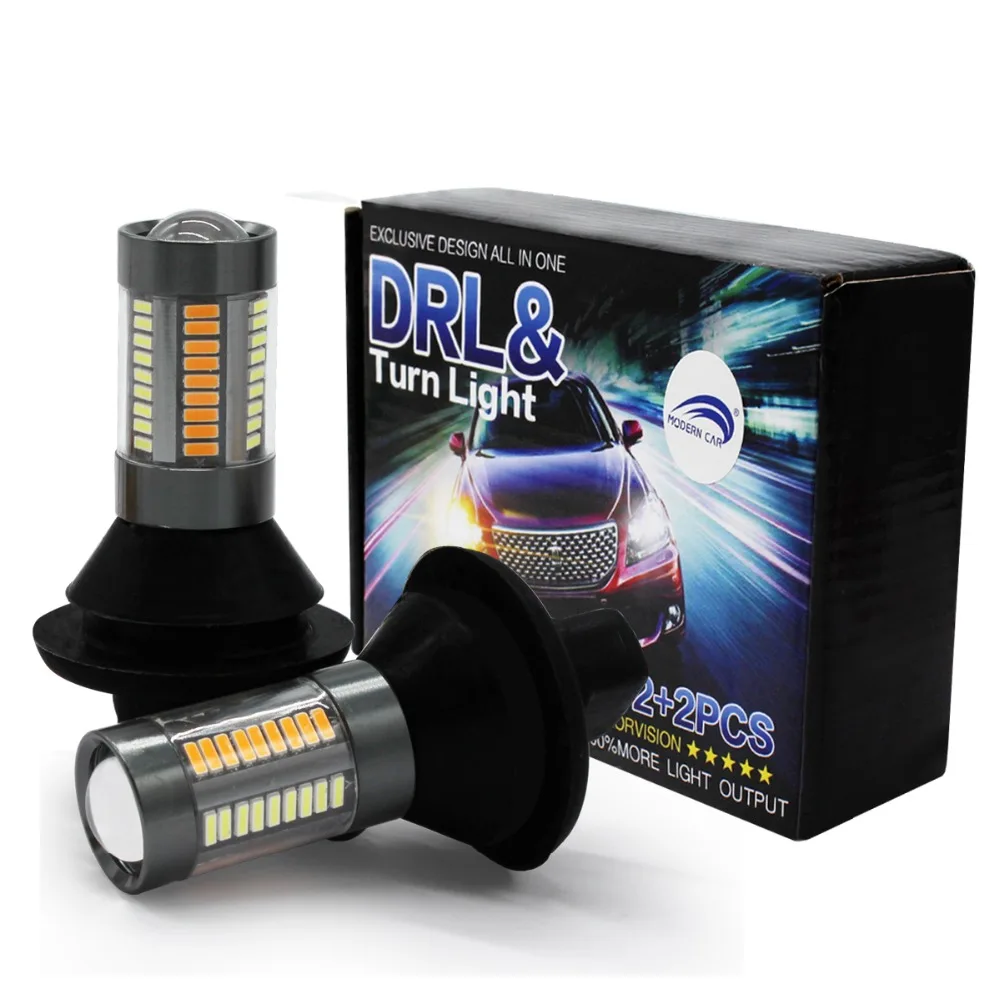 Comprar Moderno coche T20 7440 66SMD DRL Luz de funcionamiento blanco S25 1156 BA15S BAU15S bombillas 12V Luz de señal de giro ámbar con Canbus 66W