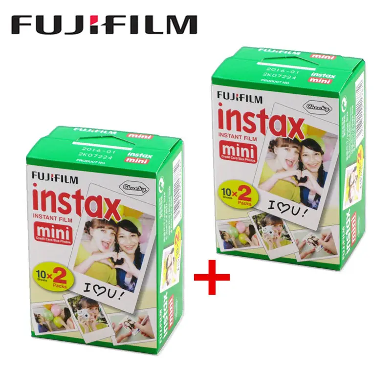 Всего 40 листов Оригинал 20 шт./кор. Fujifilm instax Мини пленка 3 дюйма широкий Fuji фотобумага для мгновенной камеры mini 8 7 s 25 50 s 90