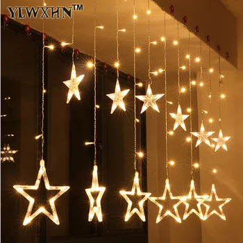 

2018 New No Night Led Lights Flashing Ice Curtain Festive Christmas Wedding Decoration Factory Direct Stars Five Corner Lamp