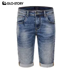 GLO-STORY Для мужчин европейский бренд Высокое качество 2019 лето Slim Fit по колено синие джинсы мужские бермуды Джинсовые укороченные брюки MNK-8203