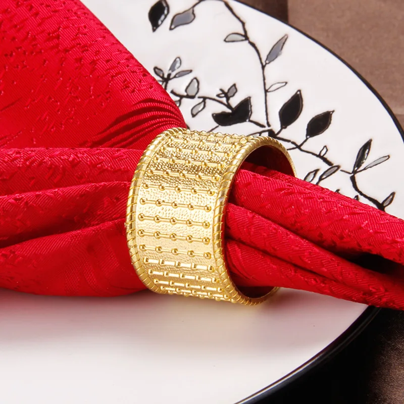 10pcs/pack Hotel Restaurant Exquisite Napkin Rings Alloy Golden Silver
