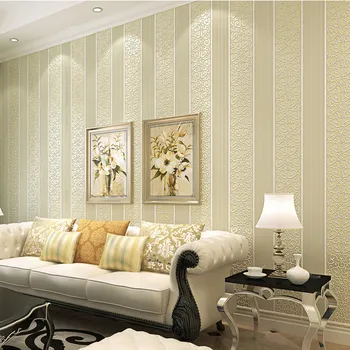 

White/Yellow/Beige/Pink/Brown Shimmer Damask Striped Wallpaper For Bedroom Modern Embossed Texture Wall Paper Roll Home Decor