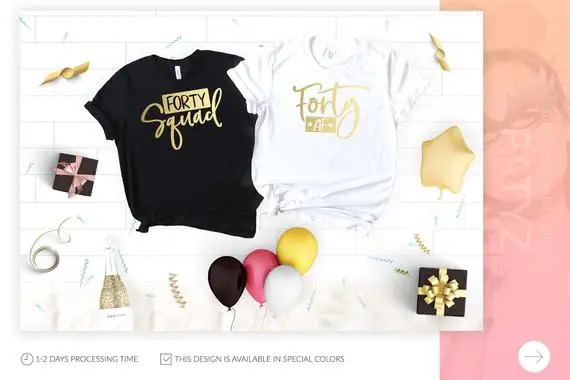 

OKOUFEN 40th Forty AF Birthday Party T-shirt Birthday Squad Team Women Top Tee Casual Rose Gold Printing T Shirt Plus Size Tops