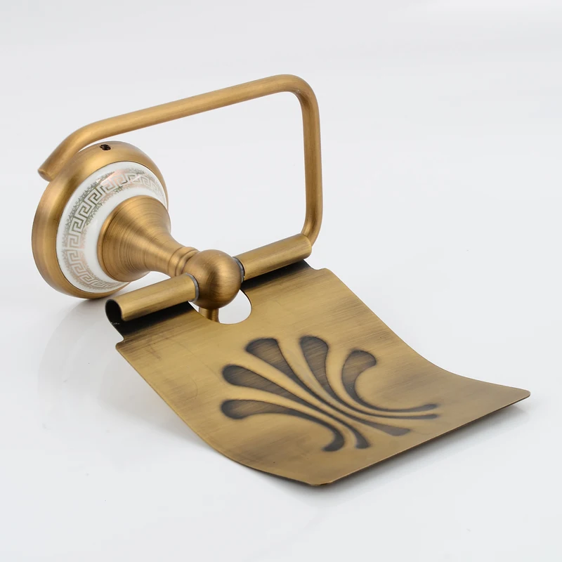Toilet Paper Holder Cover Waterproof Antique Brass Ceramic Paper Towel Holder Roll Paper Wall Mounted Luxury Tissue Paper Holder