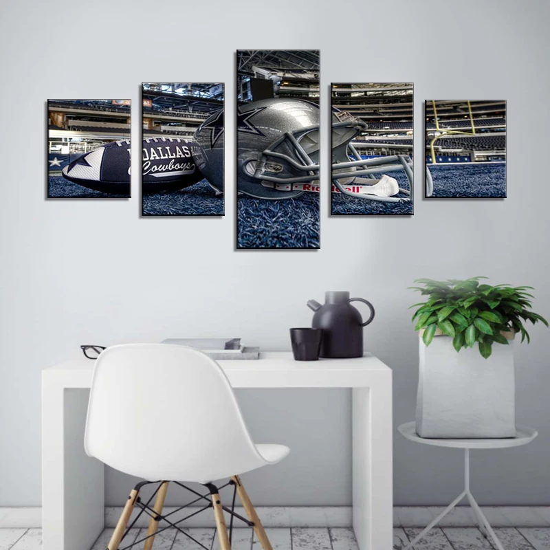 

5 Panel Dallas Cowboys Canvas Prints Painting Wall Art NFL Sport Fans Pictures Modern Artwork Living Room No Frame Home Decor