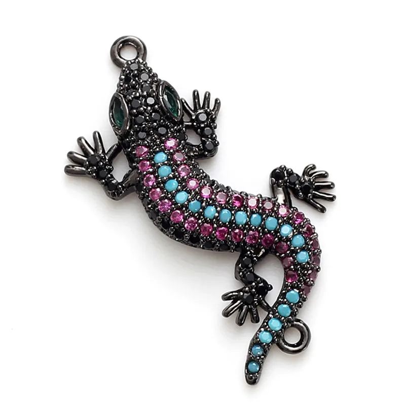 Микро Подвески «ящерица» с кулоном Lucky Eye, соединители для мужчин и женщин, плетеный браслет, ожерелье и подвеска, ювелирные изделия EY4746 - Окраска металла: bk