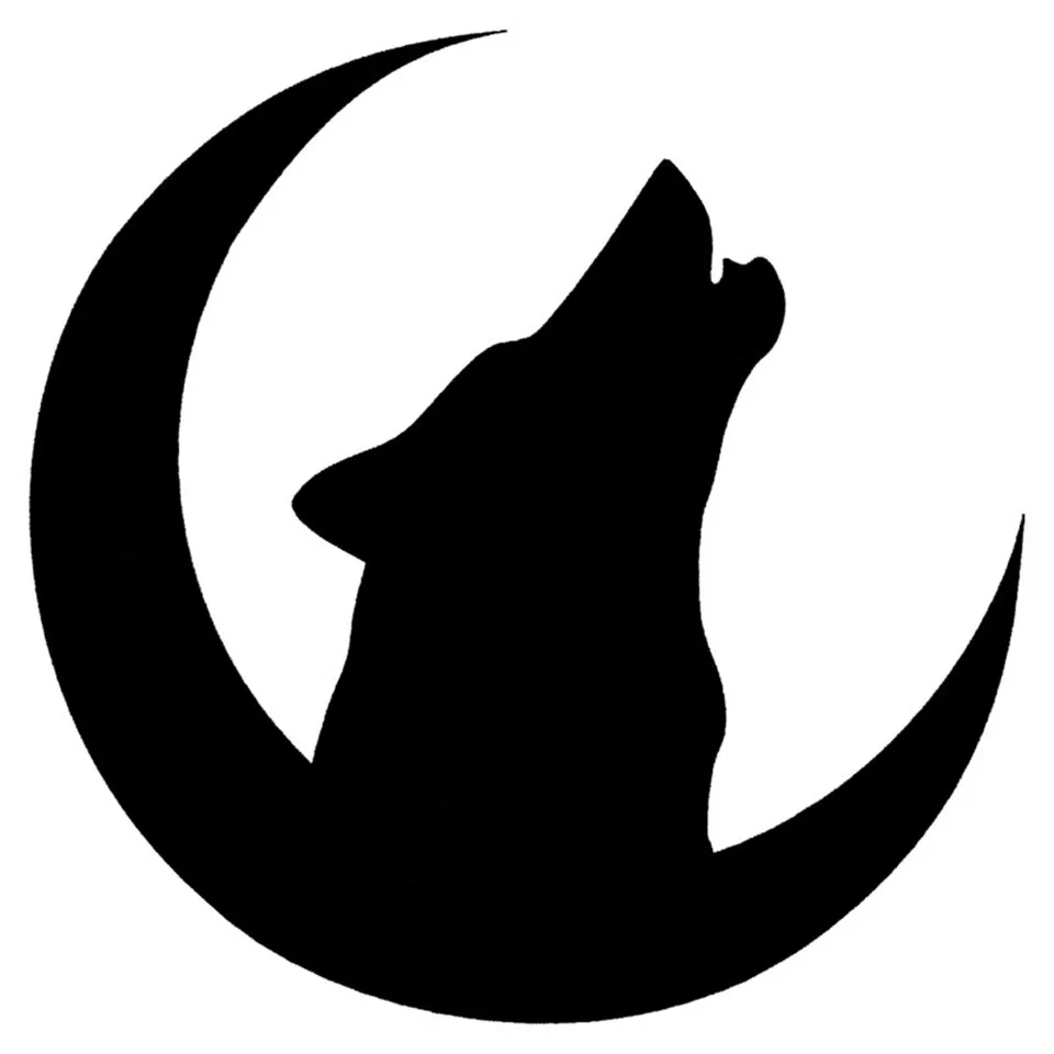 Howling Wolf On The Crescent Classic Car Body Stickers Vinyl Car Styling Decorative Decal BlackSilverLaser 1515cm (2)
