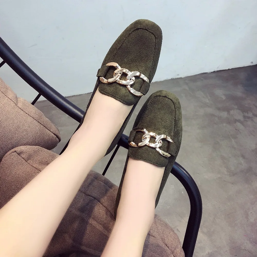 

2019 New Women Flats Fashion Spring Women Shoes Metal Chain Loafers Casual Soft Flat Female Comfort Solid Basic Ladies Shoes
