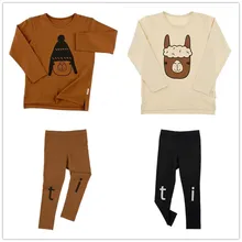 2017 À Manches Longues Enfants Vêtements Enfants Automne Petit Coton Garçons Filles T Shirt 0-6Y T-shirts Alpaga Impression Enfants Vêtements