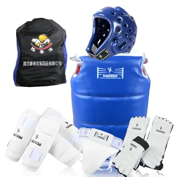 

8pcs hot sale WTF approve Taekwondo protectors suit Child adult TKD gloves footwear chest shin arm guard karate MMA kick Helmet