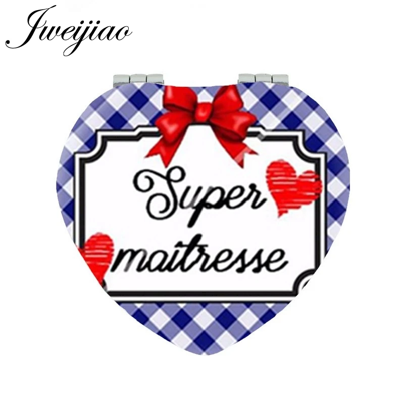 JWEIJIAO французский язык супер Maitresse карманное зеркало в кожаной оправе Merci 1X/2X