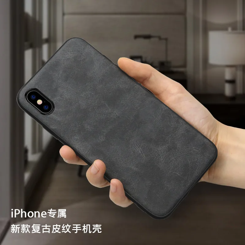New Fall-Proof Protective Leather Case For iPhone 6 7 8 Plus Cover Iphone Xs Retro-Textured Mobile Phone |