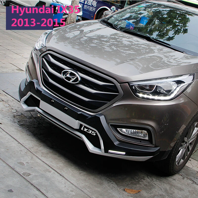 Подходит для hyundai IX35 2009- светодиодный передний+ задний бампер диффузор бамперы для губ защитная накладка АБС хромированная отделка 2PES