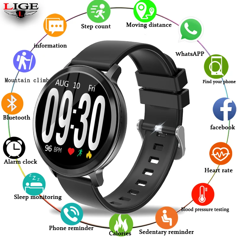 

2019LIGE Women's Smart Bracelet Health Monitor Heart Rate / Blood Pressure / Waterproof Pedometer Men's Watches Sports Bracelet
