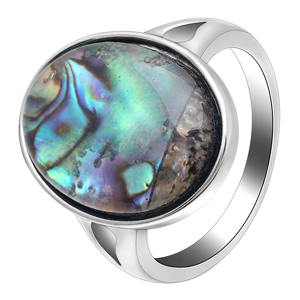 

Romantic Female Princess New Zealand Abalone Shell Ring Silver Color Jewelry Promise Engagement Ring For Women