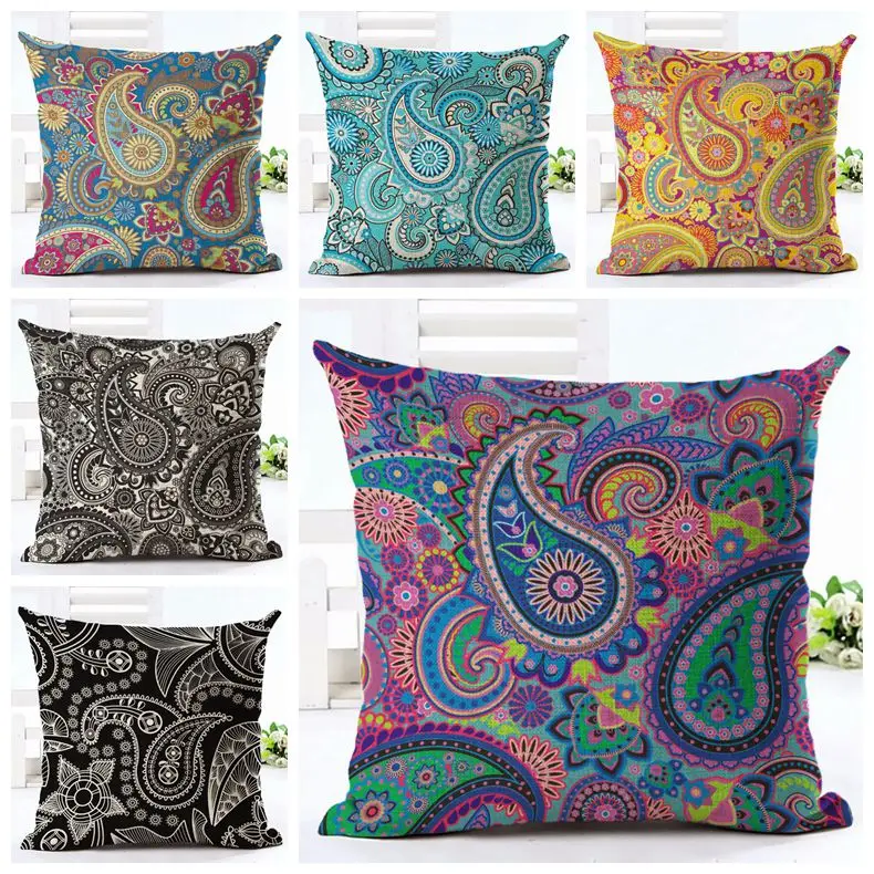 elegant ethnic cushion cover printed paisley almofada boho throw pillow