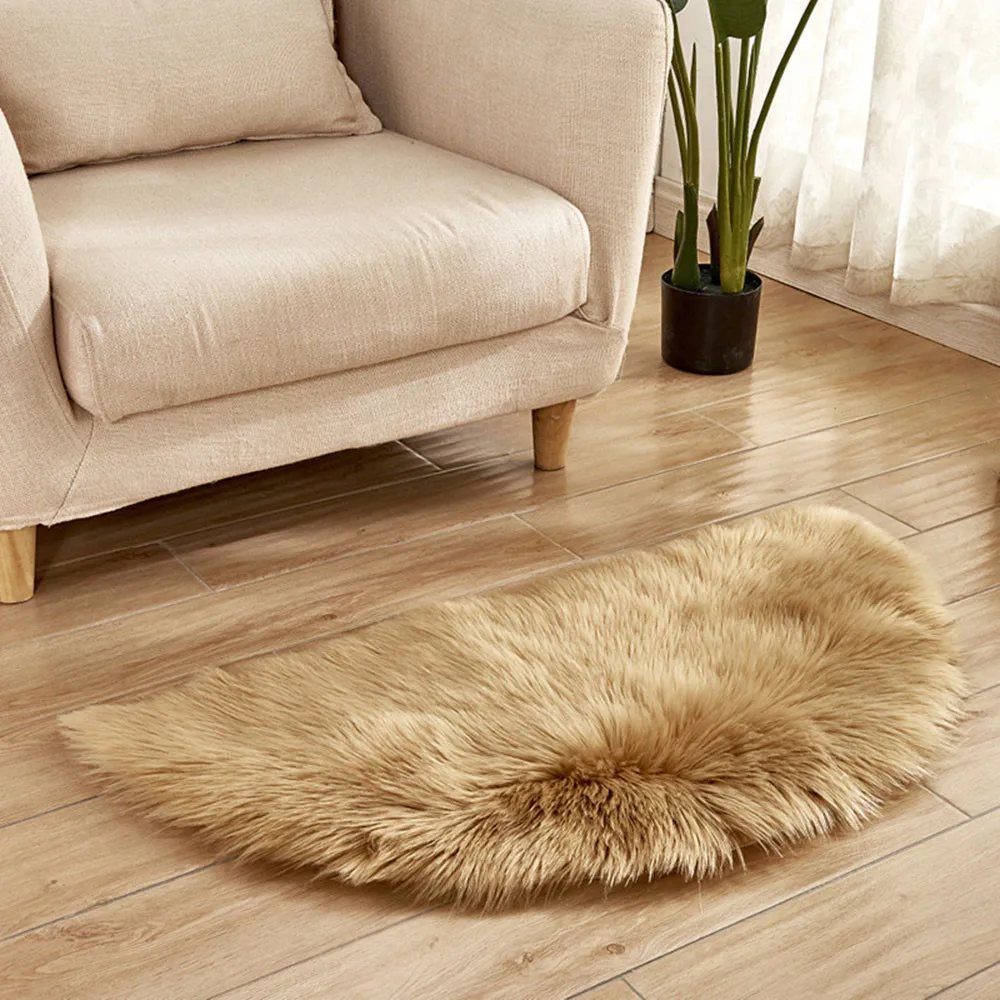 Wool Imitation Sheepskin Rugs Faux Fur Non Slip Bedroom