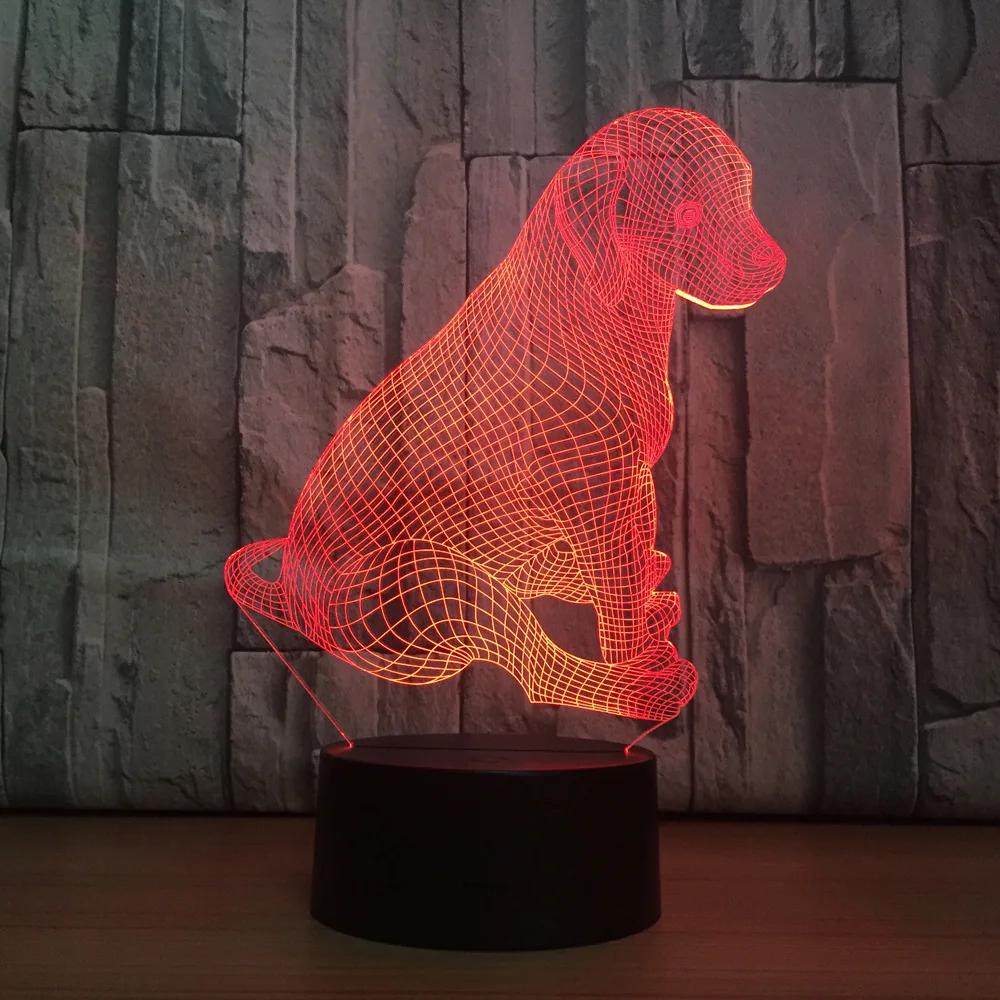 

Lovely Cute Dog Colorful 3D Visual Touch Desk Table Light LED Acrylic Lamp Creative Energy-Saving Light Home Decor Holiday Gift