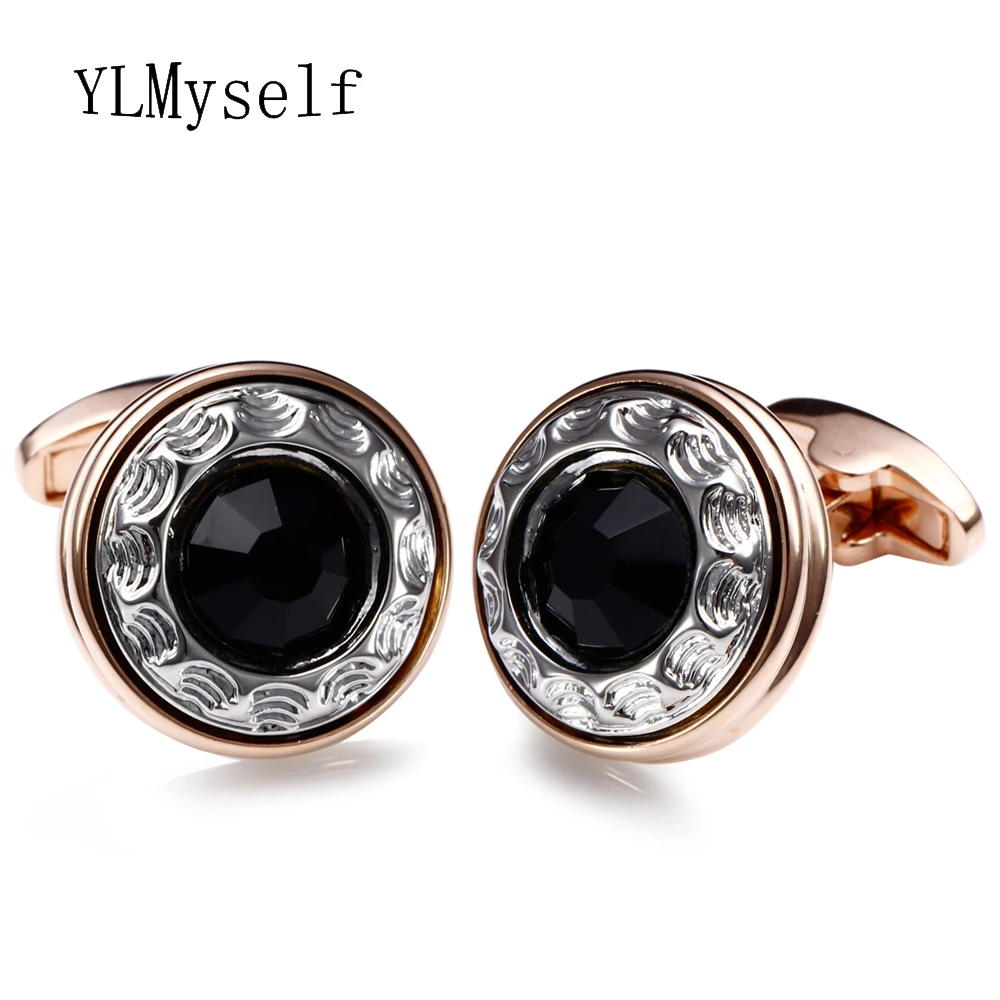 Buy Round crystal mens cufflinks with stone cuff link