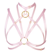 Розовый бюстгальтер жгут Пояс подвязка женские ремешки панк Пастельное готическое нижнее белье плюс размер сексуальные чулки на подтяжках вечеринки Косплей Rave