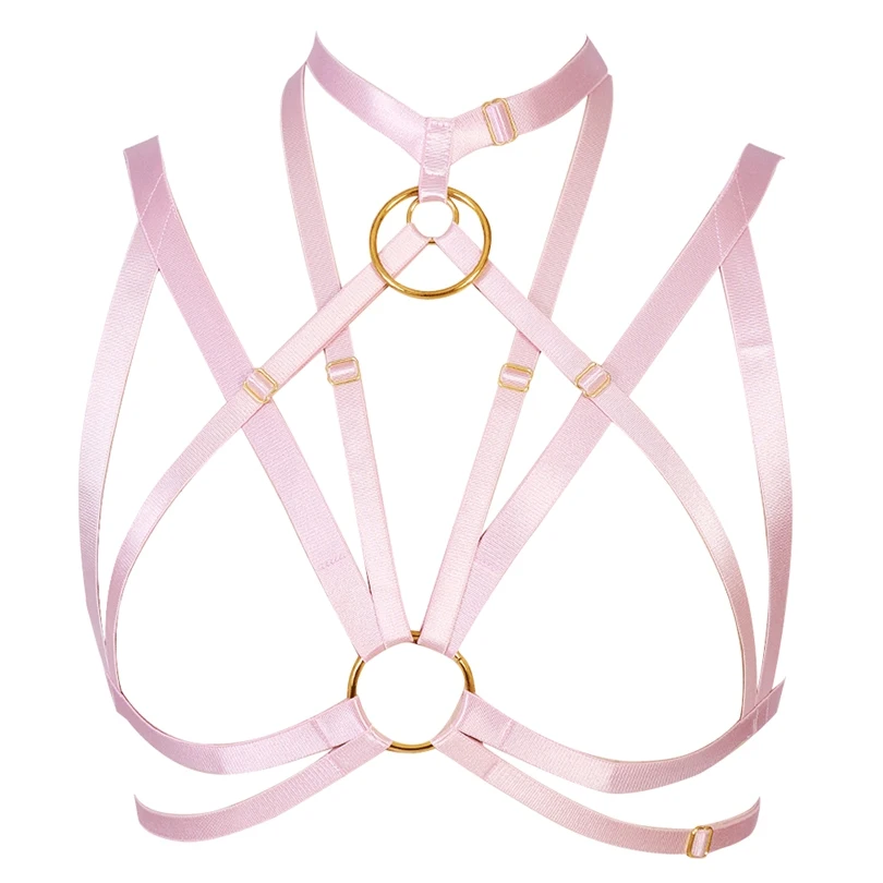 

Pink Bra Harness Belt Garter Woman Strappy Punk Pastel Goth Underwear Plus Size Sexy Suspender Stockings Parties Cosplay Rave