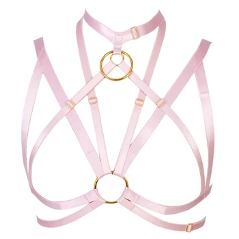 

Pink Bra Harness Belt Garter Woman Strappy Punk Pastel Goth Underwear Plus Size Sexy Suspender Stockings Parties Cosplay Rave