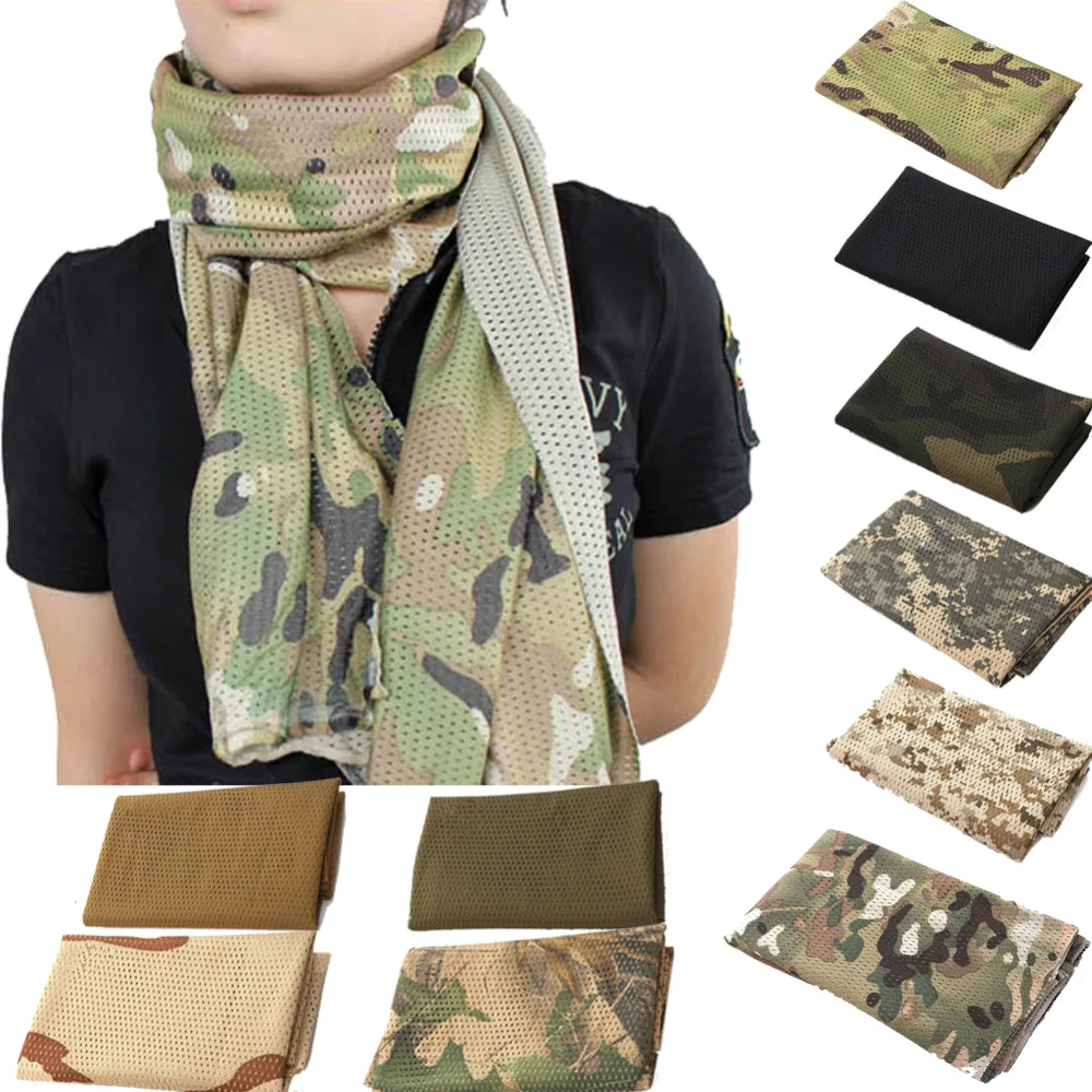 Unisex Fish Net Mesh Tactical Camouflage Scarf Neckerchief Outdoor Sports Camping Hiking bandana Neck Warmer braga cuello hombre
