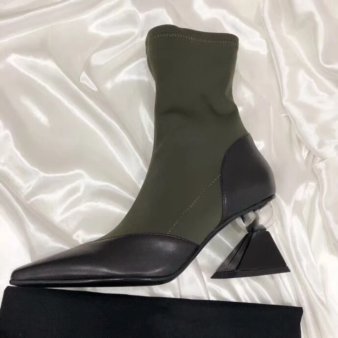 

Kmeioo Shoes Women Strange Style Boots Spring Autumn Fashion Ankle Boots High Heels Sheepskin Bota Female Shoes