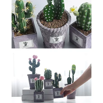 

Retro Flowerpot Simulation Bonsai Cactus Succulent Plants for Restaurant Home Decorative Ornaments RT99