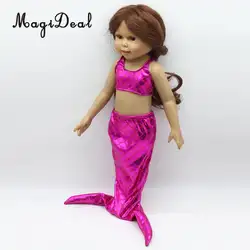 MagiDeal 1 компл. Русалка с рыбьей чешуей хвост купальный костюм костюмы для 18-дюймовая Кукла Одежда заплыва для ванной костюм платье