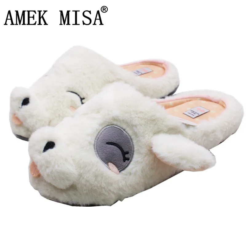 

Animal Style Ladies Slippers New Winter Warm Cashmere Women Cute Pug Cotton Home Shoes Indoor Slippers that can be worn outdoors