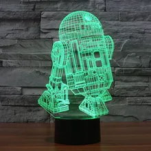 Tamproad 7 цветов атмосферу праздника декоративные детей Star Wars r2d2 Робот 3D ilusion свет лампы Освещение гаджет светодиодный ночник