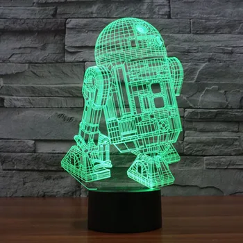 

TAMPROAD 7 Color Holiday Atmosphere Decorative Kids Star Wars R2D2 Robot 3D Ilusion Lamp Light Lighting Gadget LED Night Light