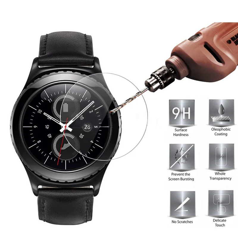 

9H 2pcs Tempered Glass for Samsung Gear S3 Screen Protector 9H 2.5D Protection Film for Samsung Gear S2 S4 Sport 42mm 46mm Glass