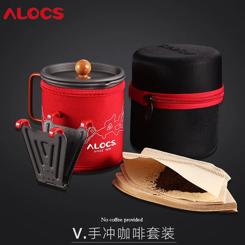 

Alocs CW-K13 Outdoor Light Portable Coffee Pot V-shape Groove Protection Cover Heat-proof with Filter Paper and a Carrying Bag