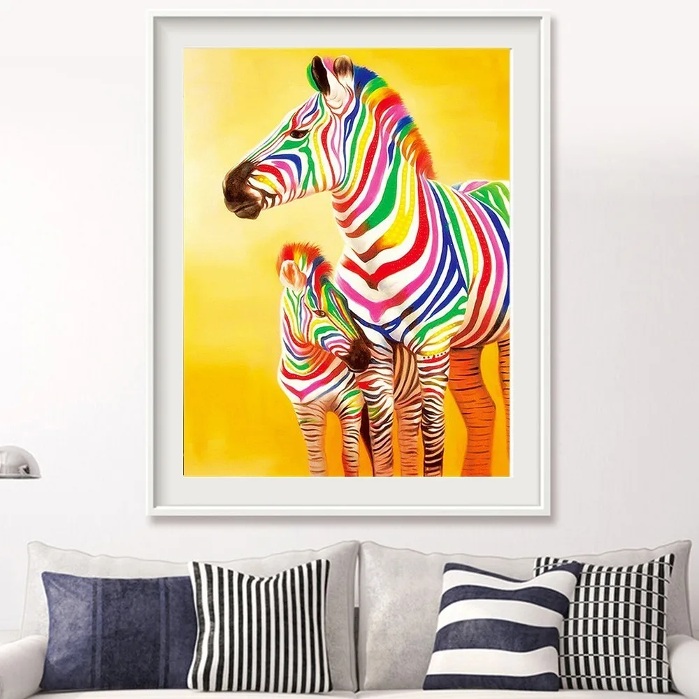 5D Diamond Painting Gekleurde Zebra | Diabroidery™