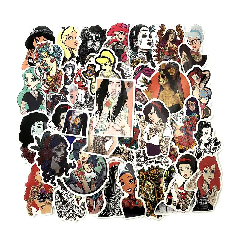 50PCS-Set-Tattoo-Girl-Sticker-Pvc-Waterproof-fashionable-Styling-Sexy-beauty-Girl-For-Laptop-Luggage-Guitar (2)