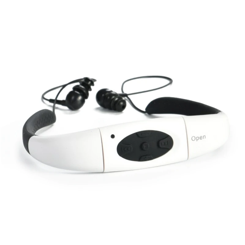 Водонепроницаемые спортивные MP3 музыкальный плеер шейные стерео наушники влагостойкие аудио наушники с FM Дайвинг Плавание 8 Гб - Цвет: Белый