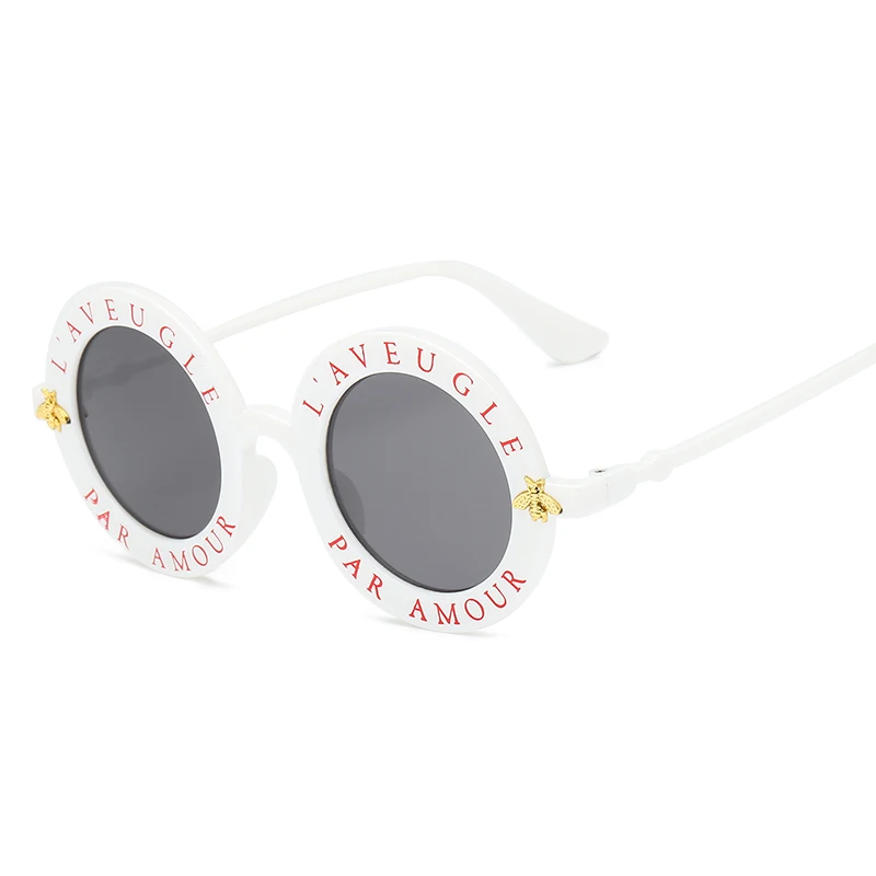 NYWOOH Новые солнцезащитные очки маленькие пчелы круглая оправа солнцезащитные очки для мужчин и женщин модные очки трендовые солнцезащитные очки UV400 - Цвет линз: Белый
