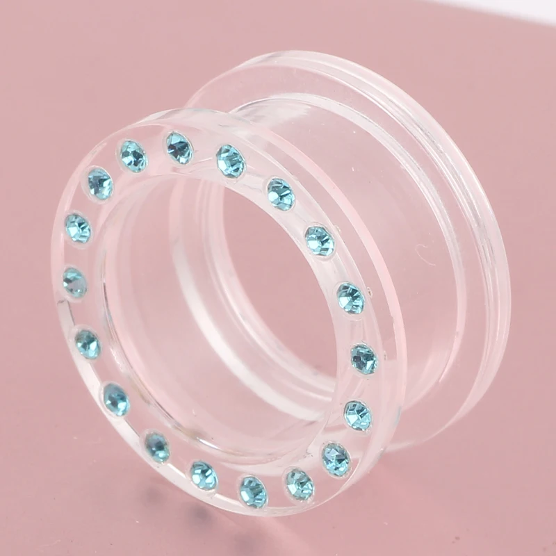 Clear Acrylic Crystal Gem Earring plugs piercing body mix 6 16mm 6 size