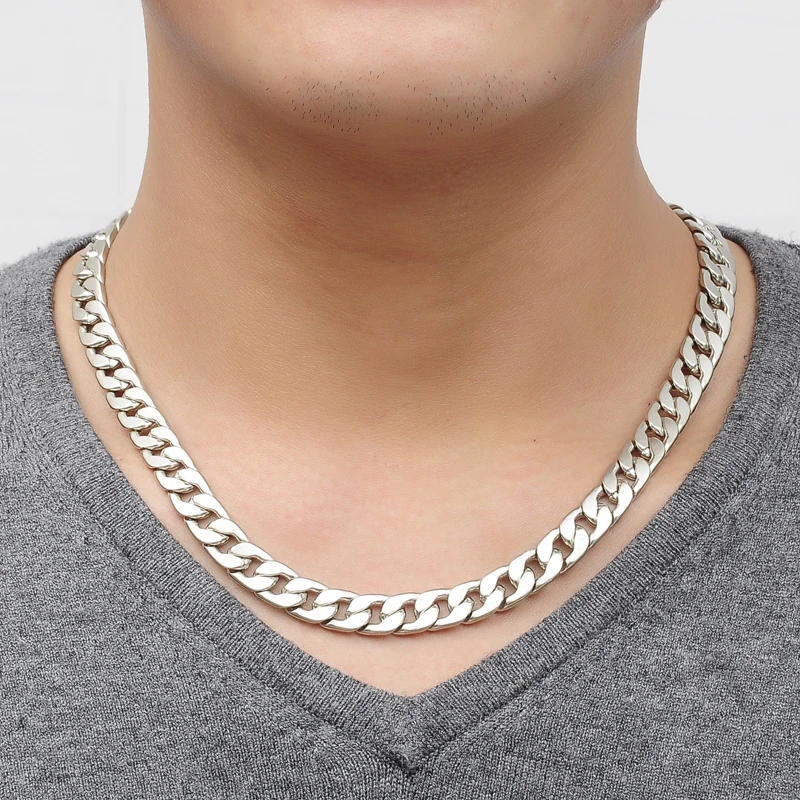 

New Brand Cool Men Necklace Alloy Silver Jewelry Vintage Link Chain Genuine Solid alloy Thick Chain Wholesale men Jewelry