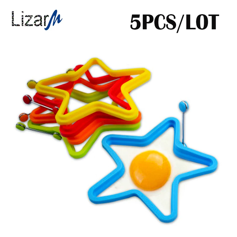 

5PCS/Lot Silicone Round Egg Rings Mold Handle Pancake Maker Nonstick Frying Omelet Mould Kitchen cooking tools fried eggs tool