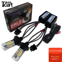 Tcart 2 pcs Auto Ha Condotto Le Lampadine Auto LED Aggiornato DRL Daytime Corsa e Jogging Luce Indicatori di direzione Della Lampada T25 3157 Per Nissan x-trail T31 Foglia 2014