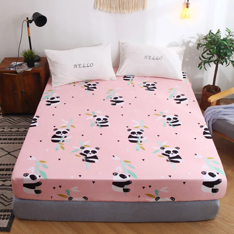 

Panda pattern New Printing Bed Mattress Cover Linens with Elastic bed cover bedspread for bed sheet pink flat sheet bedding