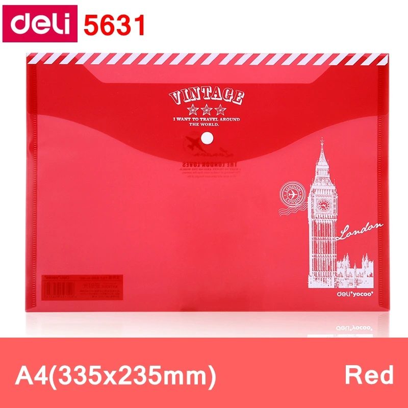 10 шт./партия Deli 5630 5506 5631 файл сумка карман с кнопкой эластичная застежка папка Документы карман A4 размер