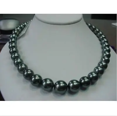 

Wholesale FREE SHIPPING Charming AAA+ 11-12mm TAHITIAN black PEARL NECKLACE 18"14KGP