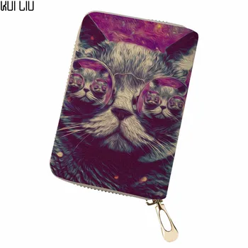 

Customized cool animals glass Multiple Cards Mini Wallet Card Holder Cover Card Bag ladies card Ticket Case Bag sac plage