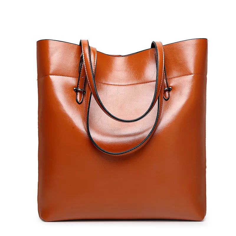 2017 Brand Oil Wax bags Shoulder bag Handbag PU Leather Handbags Bucket Large Capacity Ladies Bolsa